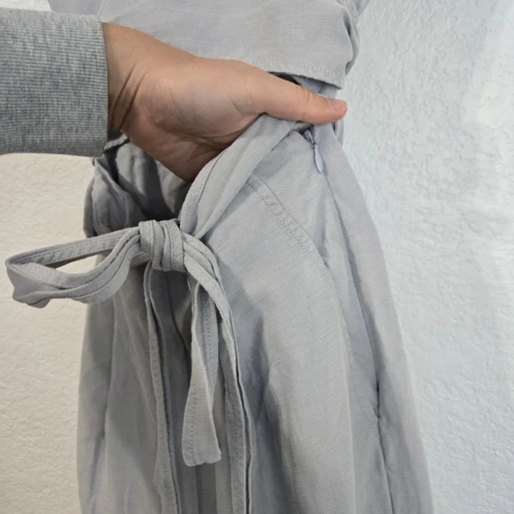 Aritzia‎ Wilfred 2 Brax Grey V Neck Wrap Wide Leg Jumpsuit Cap Sleeve